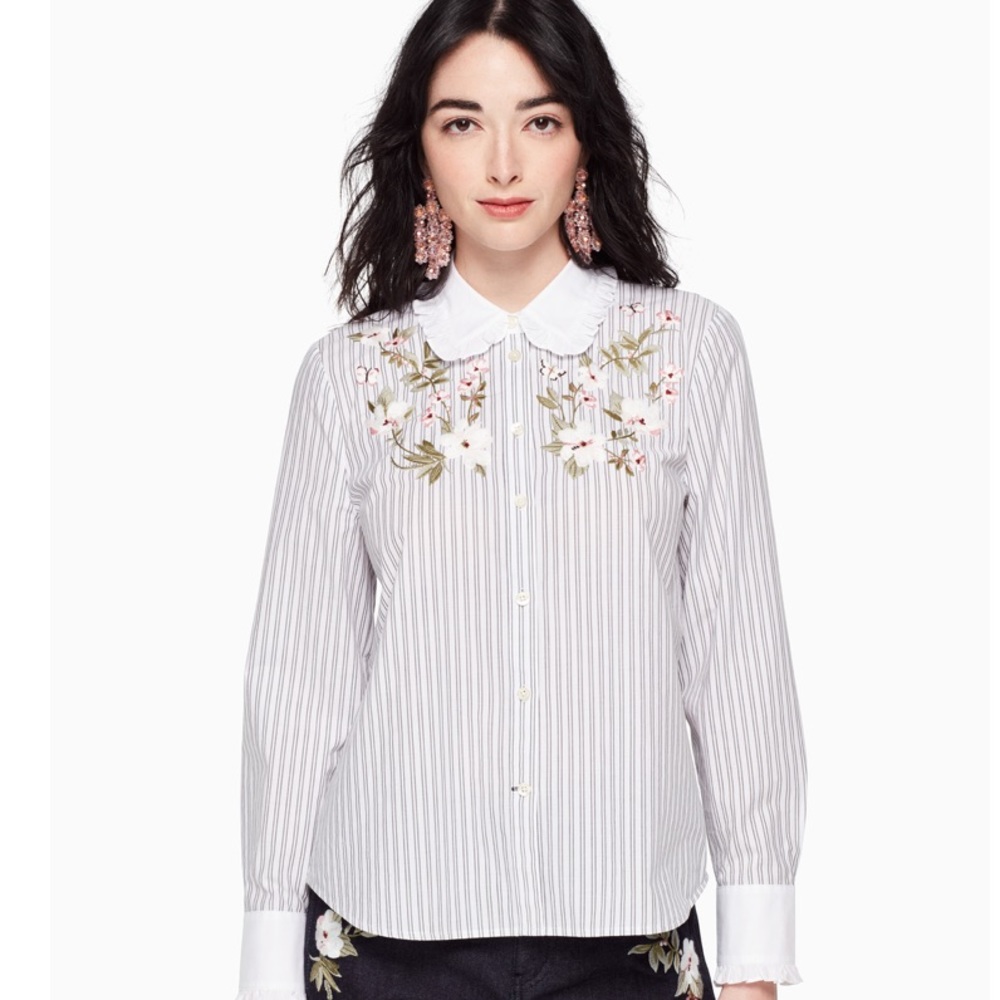 KATE SPADE | **NWT** | Embroidered Stripe Top